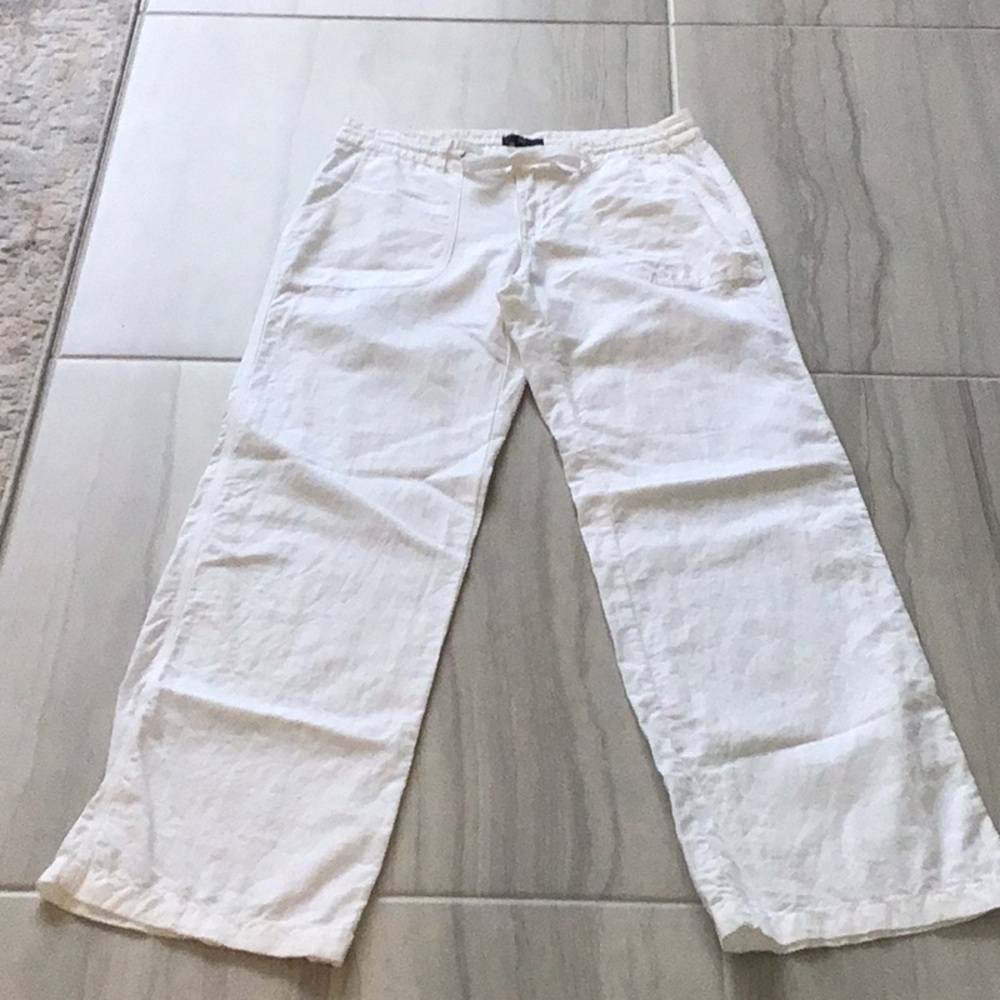 Gap wide leg linen feel pants size 2R.